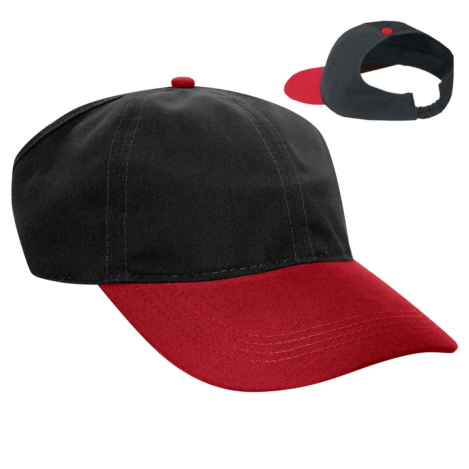 OTTO CAP 4 Panel Ponytail Cap OTTO 69-291 Otto Cap 0203 - Red/Blk S/M