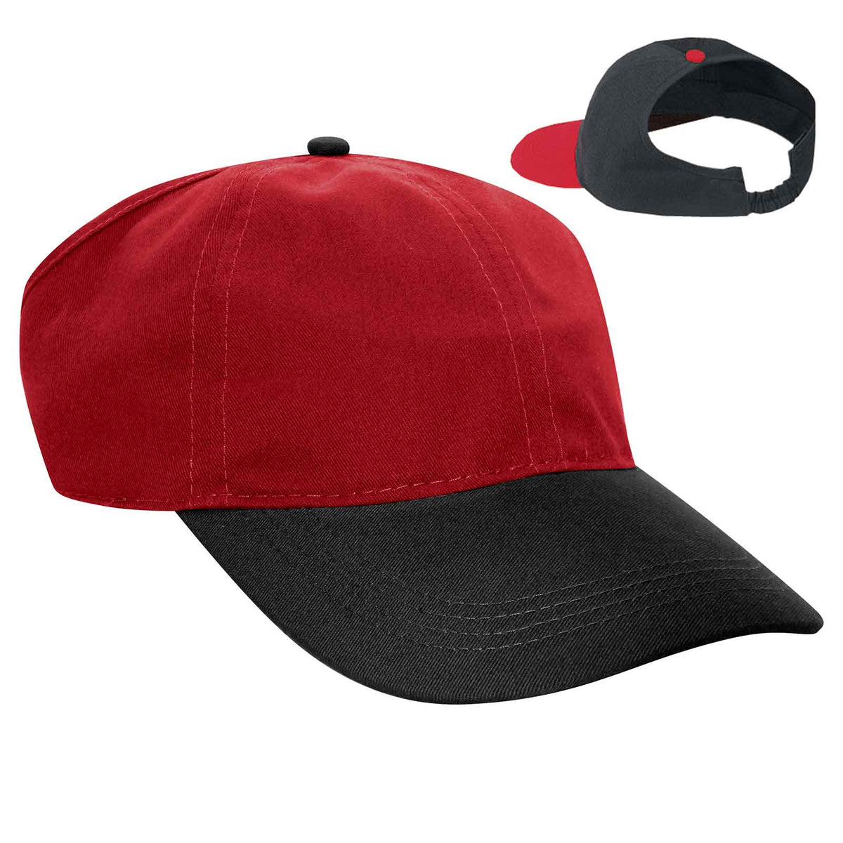 OTTO CAP 4 Panel Ponytail Cap OTTO 69-291 Otto Cap 0302 - Blk/Red S/M