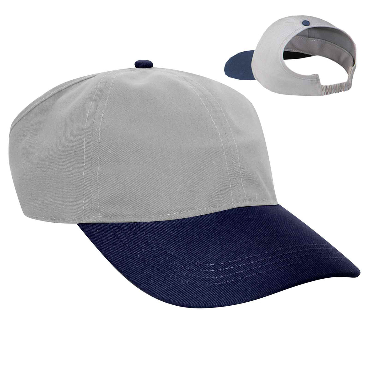 OTTO CAP 4 Panel Ponytail Cap OTTO 69-291 Otto Cap 0414 - Nvy/Gry L/XL