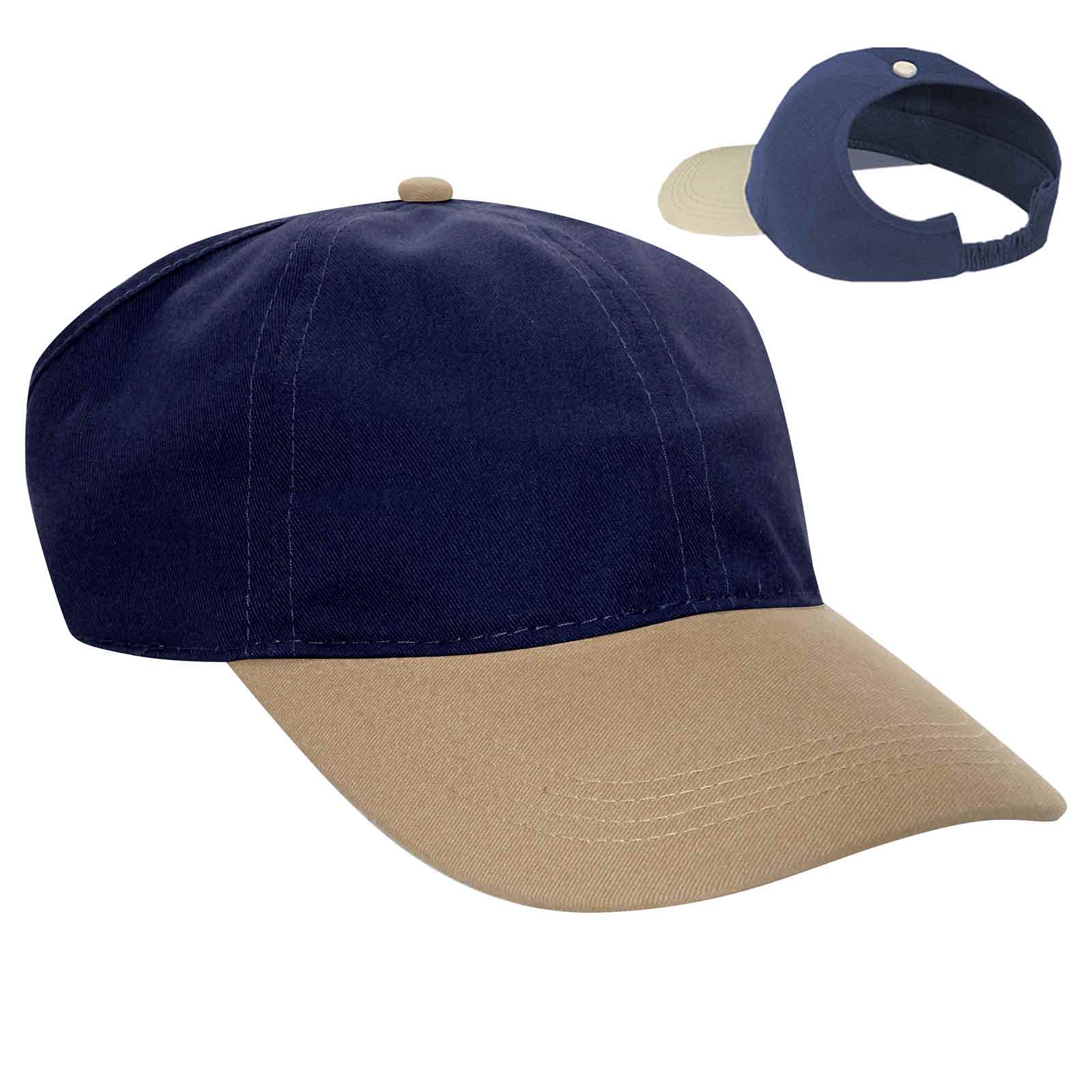 OTTO CAP 4 Panel Ponytail Cap OTTO 69-291 Otto Cap 3204 - Kha/Nvy L/XL