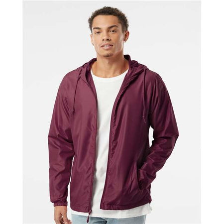 Independent Trading Co. Lightweight Windbreaker Full-Zip Jacket - Maroon - Independent Trading Co. EXP54LWZ Independent Trading Co. Maroon XS