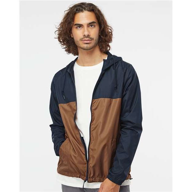 Independent Trading Co. Lightweight Windbreaker Full-Zip Jacket - Classic Navy/ Saddle - Independent Trading Co. EXP54LWZ Independent Trading Co. Classic Navy/ Saddle XS