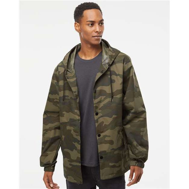 Independent Trading Co. Water-Resistant Hooded Windbreaker - Independent Trading Co. EXP95NB Independent Trading Co. Forest Camo XS