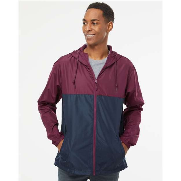 Independent Trading Co. Lightweight Windbreaker Full-Zip Jacket - Maroon/ Classic Navy - Independent Trading Co. EXP54LWZ Independent Trading Co. Maroon/ Classic Navy XS