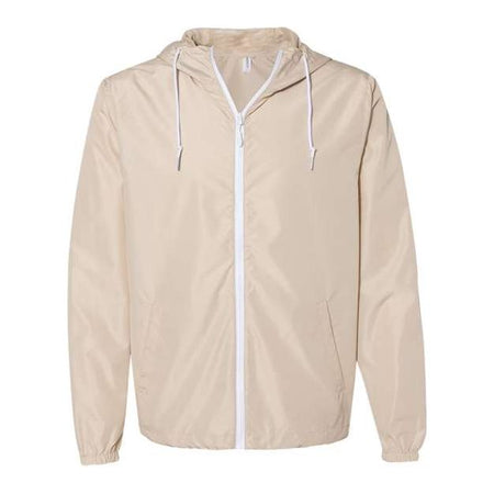 Independent Trading Co. Lightweight Windbreaker Full-Zip Jacket - Classic Khaki/ White Zipper - Independent Trading Co. EXP54LWZ Independent Trading Co. Classic Khaki/ White Zipper M