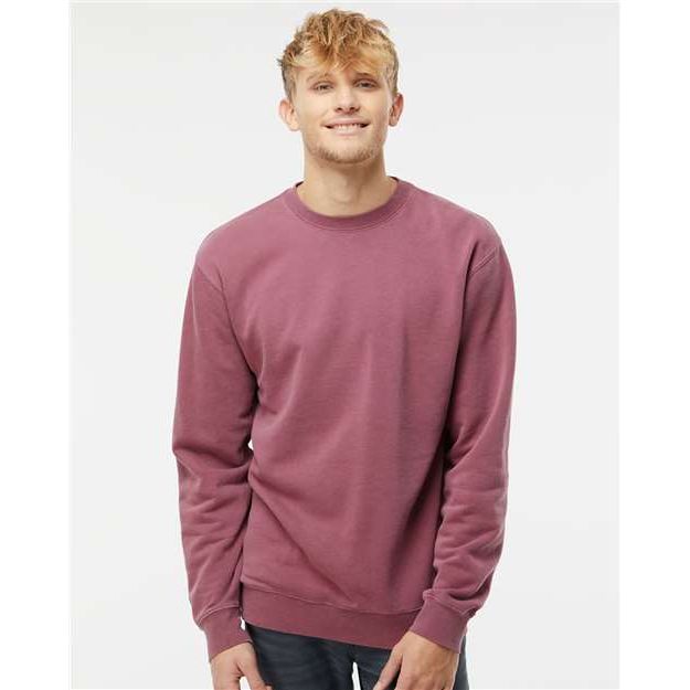 Independent Trading Co. Midweight Pigment-Dyed Crewneck Sweatshirt - Pigment Maroon - Independent Trading Co. PRM3500 Independent Trading Co. Pigment Maroon XS