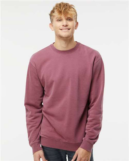 Independent Trading Co. Midweight Pigment-Dyed Crewneck Sweatshirt - Pigment Maroon - Independent Trading Co. PRM3500 Independent Trading Co.