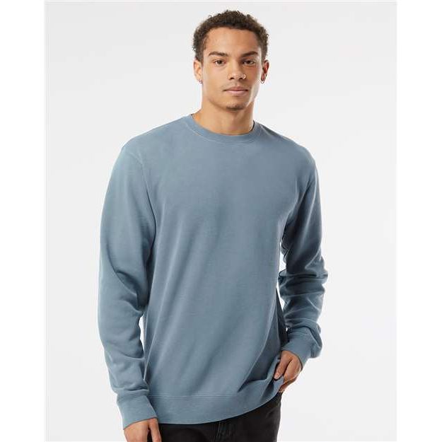 Independent Trading Co. Midweight Pigment-Dyed Crewneck Sweatshirt - Pigment Slate Blue - Independent Trading Co. PRM3500 Independent Trading Co. Pigment Slate Blue XS