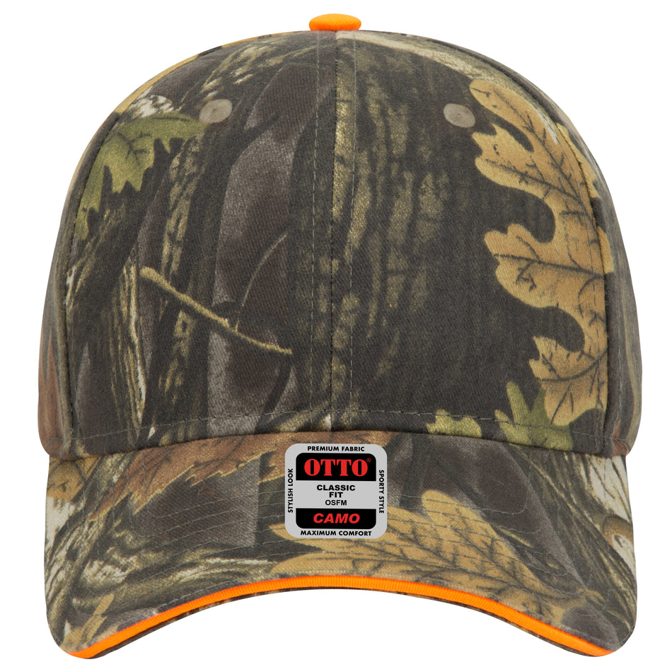 OTTO CAP Camouflage 6 Panel Low Profile Baseball Cap OTTO 71-841 Otto Cap 03532509 - Blk/Dk.Kha/Ch.Gry/N.Org OSFM - Adult