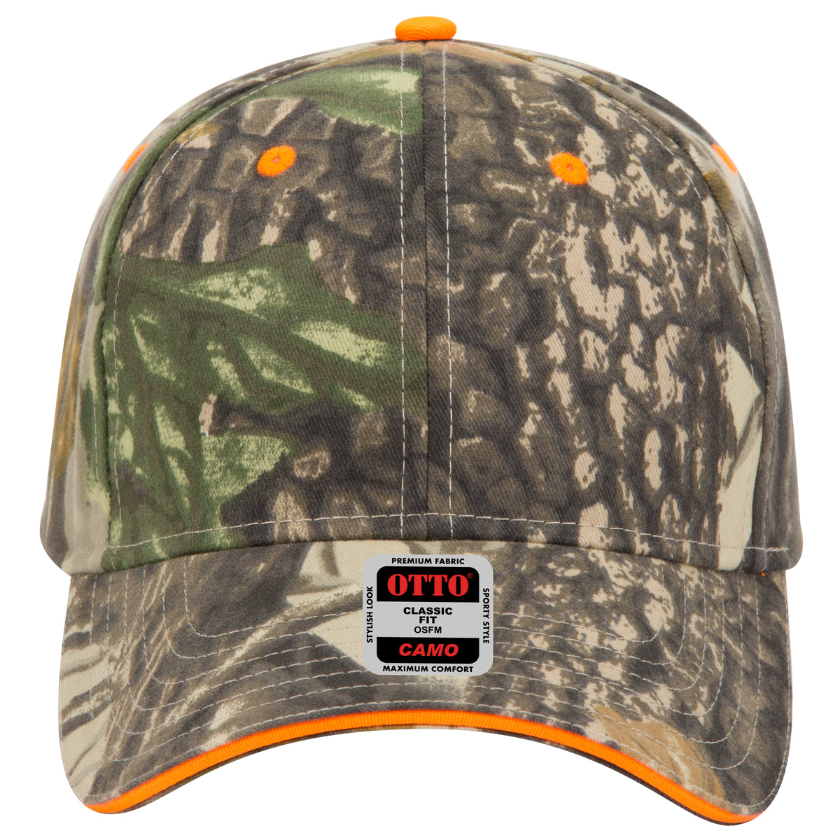 OTTO CAP Camouflage 6 Panel Low Profile Baseball Cap OTTO 71-841 Otto Cap 32031709 - Kha/Blk/Dk.Grn/N.Org OSFM - Adult