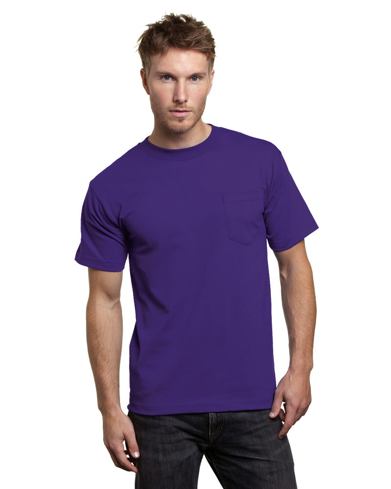 Bayside Unisex USA-Made Pocket T-Shirt - Purple - Bayside 7100