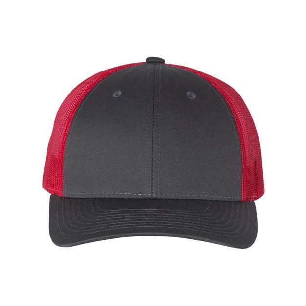 Richardson Low Pro Trucker Cap - Richardson 115 Caps Richardson Charcoal/ Red M/L