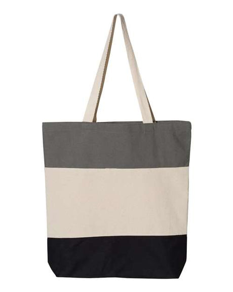 Q-Tees 11L Tri-Color Tote - Q-Tees Q125900 Q-Tees Black/ Natural/ Light Grey One Size