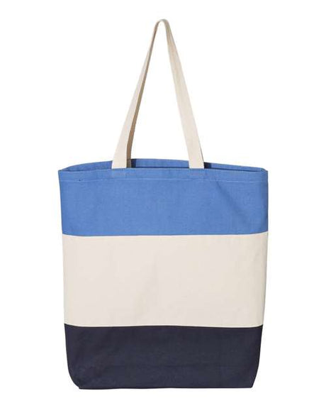 Q-Tees 11L Tri-Color Tote - Q-Tees Q125900 Q-Tees Navy/ Natural/ Carolina Blue One Size