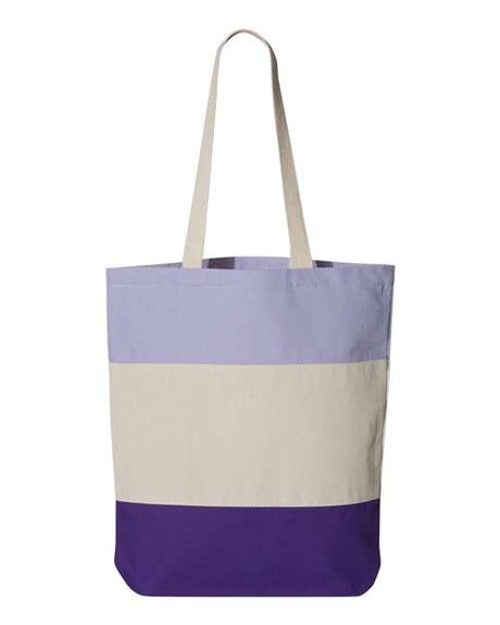 Q-Tees 11L Tri-Color Tote - Q-Tees Q125900 Q-Tees Purple/ Natural/ Lavender One Size