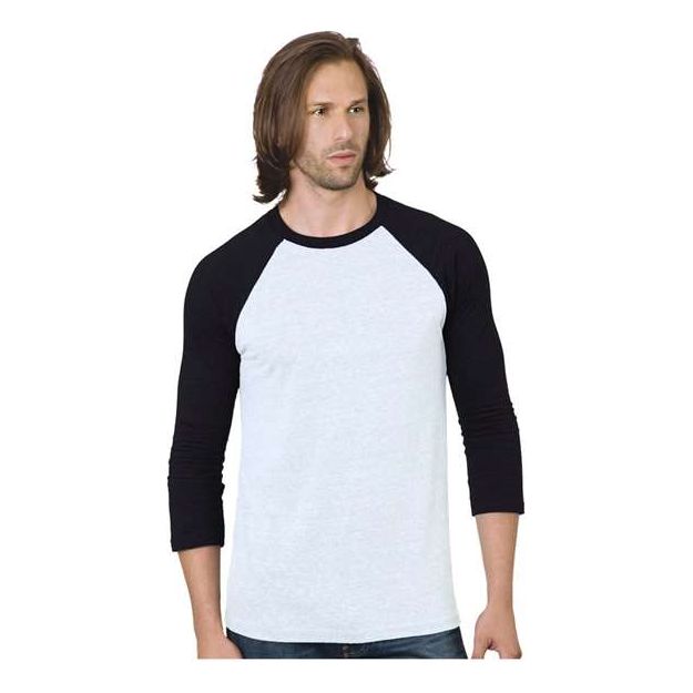 Bayside Triblend Three-Quarter Sleeve Raglan T-Shirt - Bayside 9525 Bayside White/ Black XS