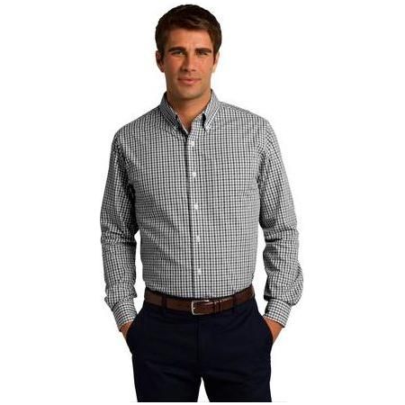 Long Sleeve Gingham Easy Care Shirt Joe's USA Black/ Charcoal Large
