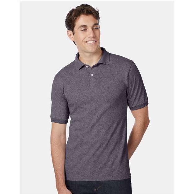 Hanes Ecosmart® Jersey Polo - Charcoal Heather - Hanes 054X Hanes Charcoal Heather S