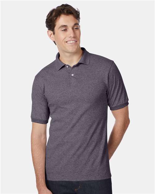 Hanes Ecosmart® Jersey Polo - Charcoal Heather - Hanes 054X