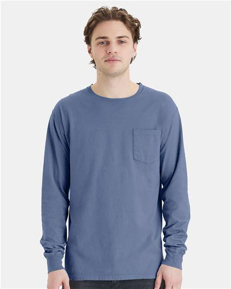 ComfortWash by Hanes Unisex Garment-Dyed Long Sleeve T-Shirt With a Pocket - ComfortWash by Hanes GDH250