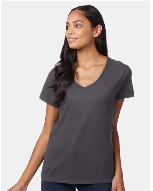 Hanes Perfect-T Women’s V-Neck T-Shirt - Smoke Grey - Hanes S04V Hanes Smoke Grey S