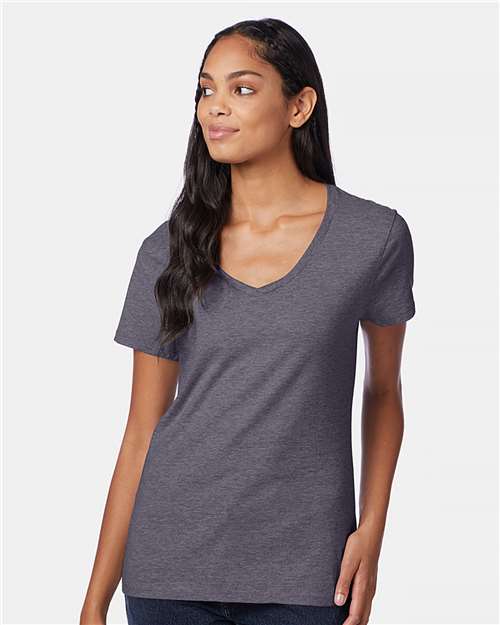 Hanes Perfect-T Women’s V-Neck T-Shirt - Charcoal Heather - Hanes S04V Hanes Charcoal Heather S