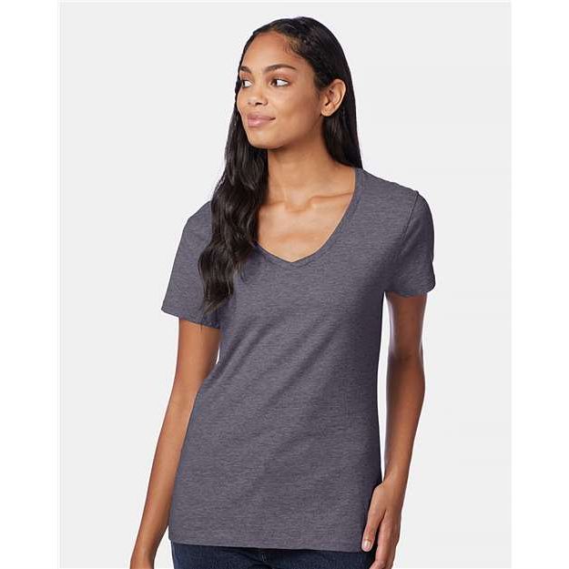 Hanes Perfect-T Women’s V-Neck T-Shirt - Charcoal Heather - Hanes S04V Hanes