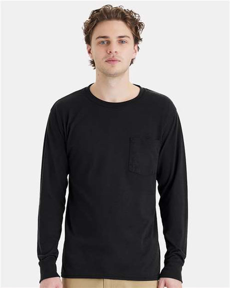 Hanes W120 Unisex Workwear Long Sleeve Pocket T-Shirt
