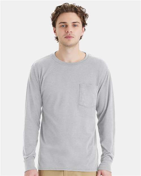 Hanes W120 Unisex Workwear Long Sleeve Pocket T-Shirt