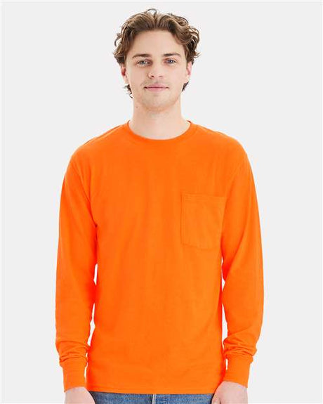 Hanes Unisex Workwear Long Sleeve Pocket T-Shirt - Hanes W120