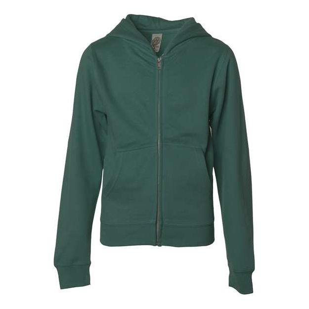 Independent Trading Co. Youth Midweight Full-Zip Hooded Sweatshirt - Independent Trading Co. SS4001YZ Independent Trading Co. Alpine Green S