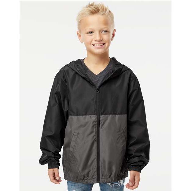 Independent Trading Co. Youth Lightweight Windbreaker Full-Zip Jacket - Independent Trading Co. EXP24YWZ Independent Trading Co. Black/ Graphite XS