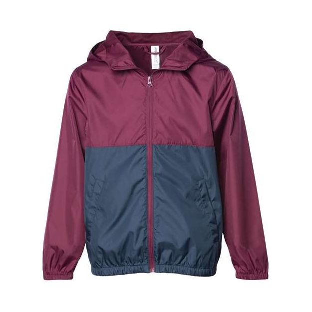 Independent Trading Co. Youth Lightweight Windbreaker Full-Zip Jacket - Independent Trading Co. EXP24YWZ Independent Trading Co. Maroon/ Classic Navy XS