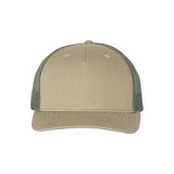 Richardson Five-Panel Trucker Cap - Richardson 112FP Richardson Pale Khaki/ Loden Green Adjustable
