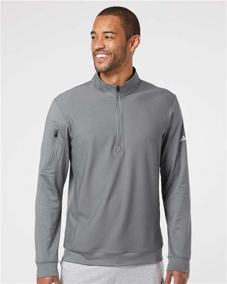 Adidas A295 Men's Textured Quarter-Zip Pullover Athletic Layer For All-Season Comfort