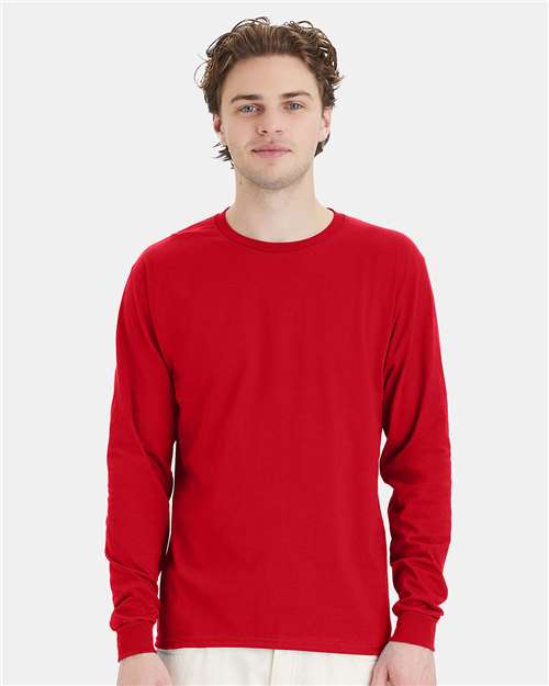 Hanes Essential-T Long Sleeve T-Shirt - Athletic Red - Hanes 5286 Hanes Athletic Red S