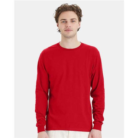 Hanes Essential-T Long Sleeve T-Shirt - Athletic Red - Hanes 5286 Hanes