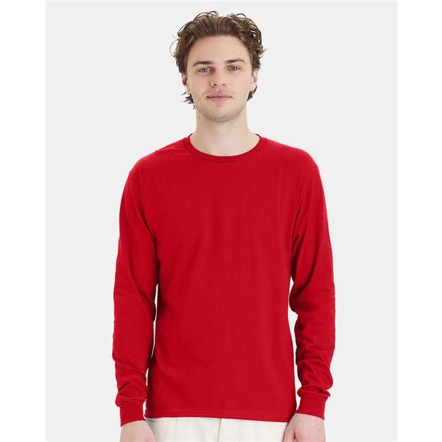 Hanes Essential-T Long Sleeve T-Shirt - Athletic Red - Hanes 5286 Hanes