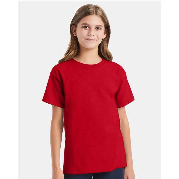 Hanes Essential-T Youth T-Shirt - Athletic Red - Hanes 5480 Hanes