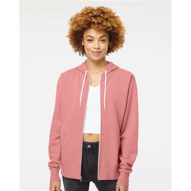 Independent Trading Co. Lightweight Full-Zip Hooded Sweatshirt - Independent Trading Co. AFX90UNZ Independent Trading Co. Dusty Rose XS