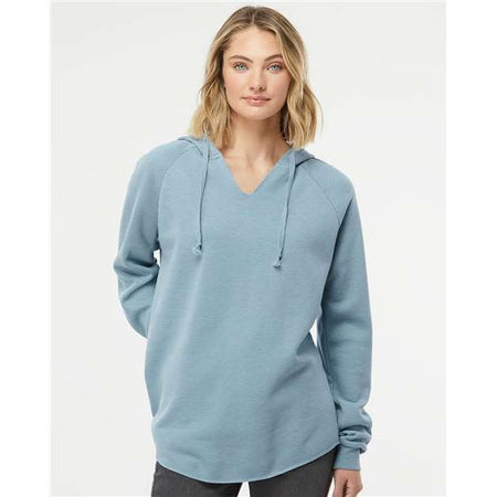 Independent Trading Co. Women’s Lightweight California Wave Wash Hooded Sweatshirt - Independent Trading Co. PRM2500 Independent Trading Co. Misty Blue XS