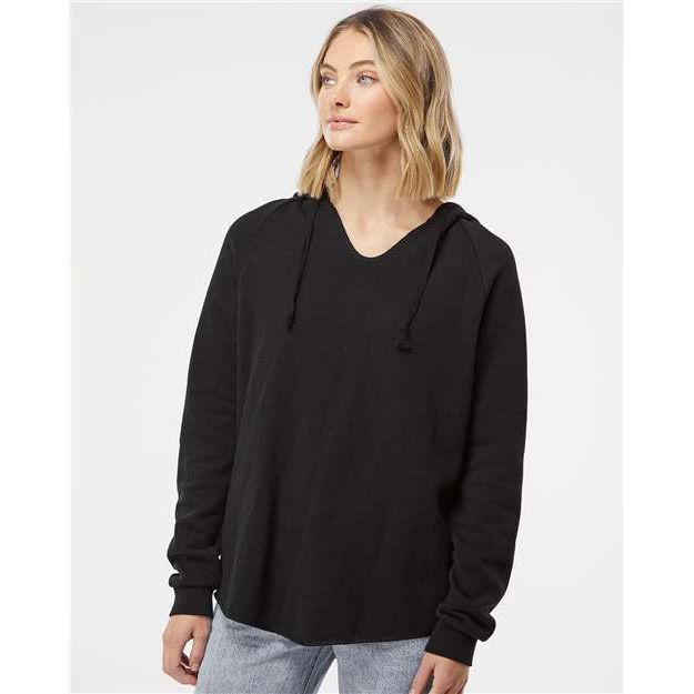 Independent Trading Co. Women’s Lightweight California Wave Wash Hooded Sweatshirt - Independent Trading Co. PRM2500 Independent Trading Co. Black XS