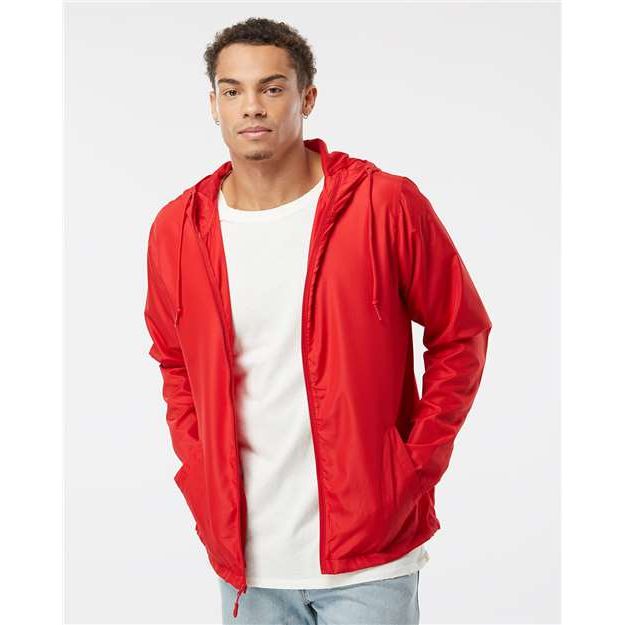 Independent Trading Co. Lightweight Windbreaker Full-Zip Jacket - Red - Independent Trading Co. EXP54LWZ Independent Trading Co. Red XS