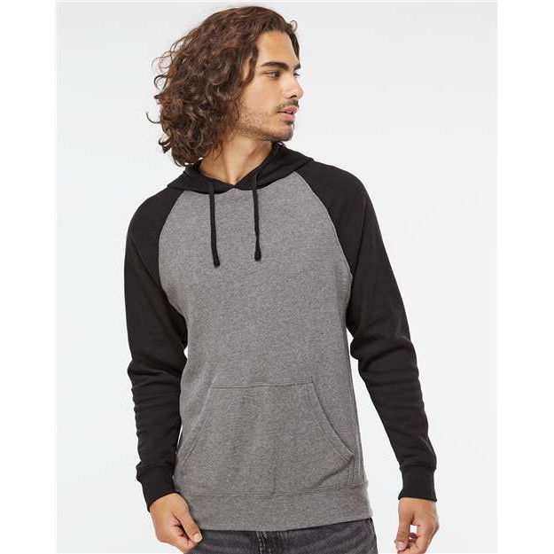 Independent Trading Co. Special Blend Raglan Hooded Sweatshirt - Nickel Heather/ Black - Independent Trading Co. PRM33SBP Independent Trading Co. Nickel Heather/ Black XS