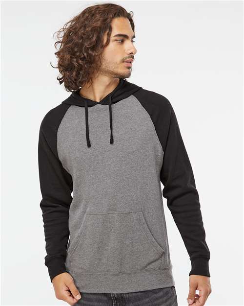 Independent Trading Co. Special Blend Raglan Hooded Sweatshirt - Nickel Heather/ Black - Independent Trading Co. PRM33SBP Independent Trading Co.