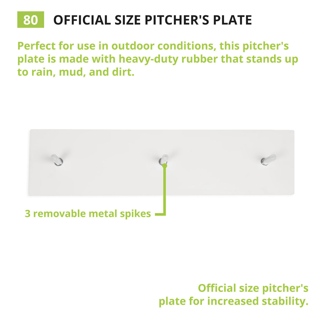 Champion Sports 3-SPIKE PITCHER'S PLATE OFFICIAL, 24" X 6"