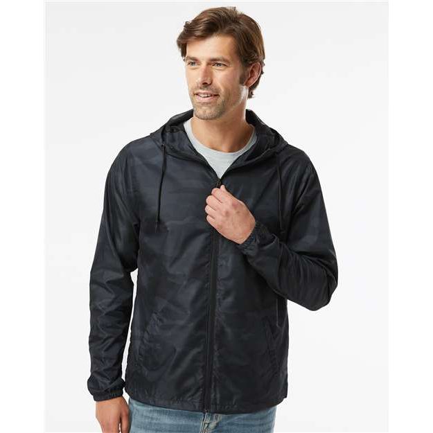 Independent Trading Co. Lightweight Windbreaker Full-Zip Jacket - Black Camo - Independent Trading Co. EXP54LWZ Independent Trading Co. Black Camo XS