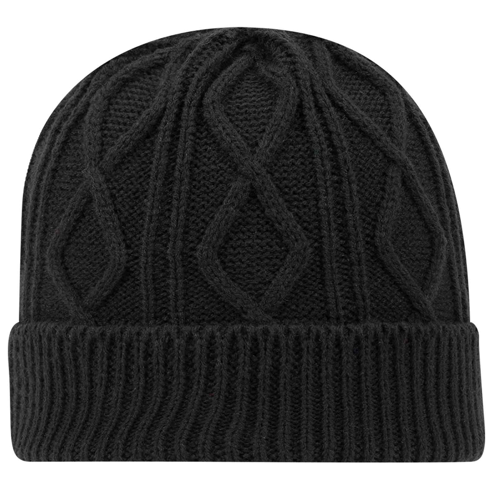 OTTO CAP 12" Cable Knit Beanie w/ Rib Knit Cuff OTTO 82-1215 Otto Cap 003 - Black OSFM - Adult