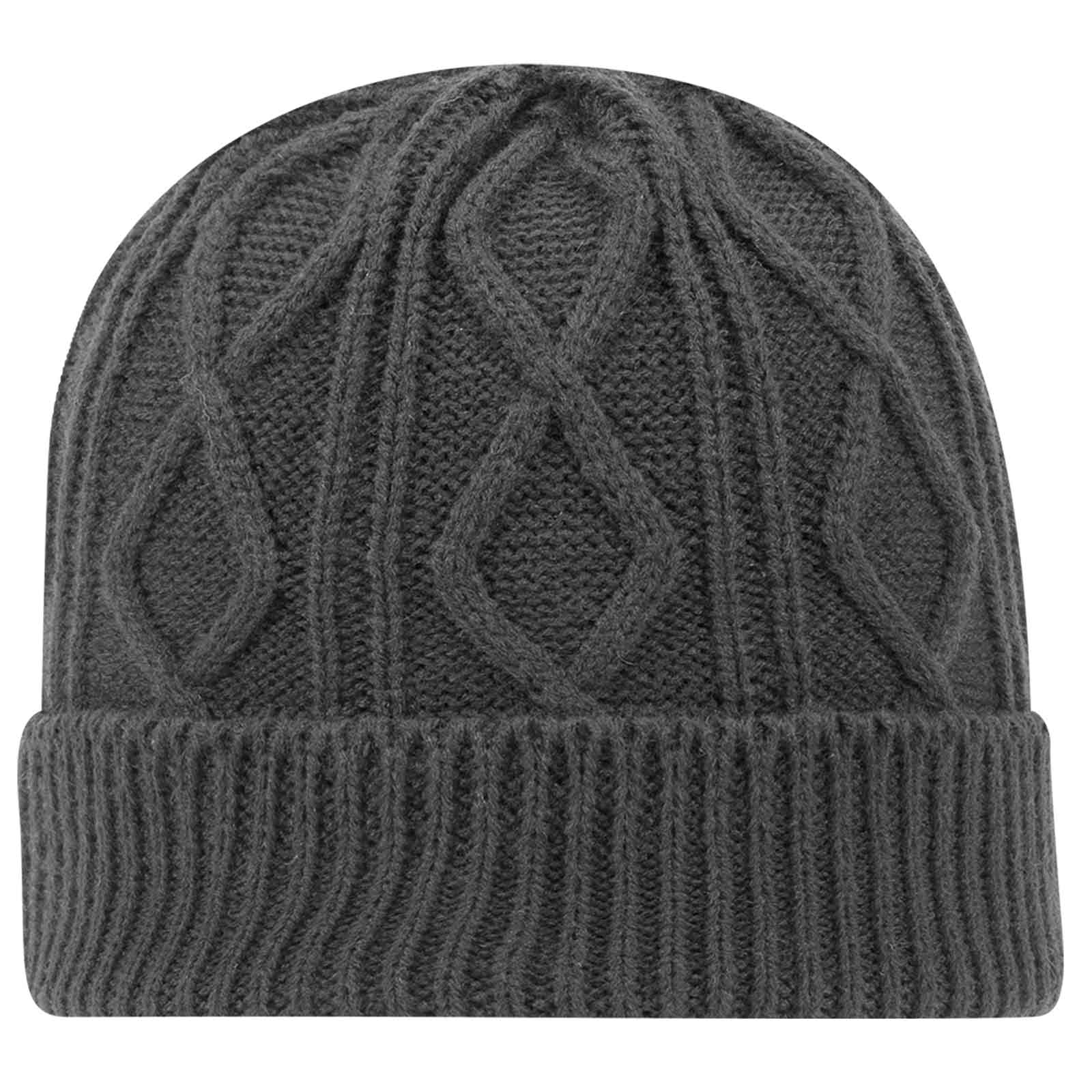 OTTO CAP 12" Cable Knit Beanie w/ Rib Knit Cuff OTTO 82-1215 Otto Cap 025 - Char. Gray OSFM - Adult