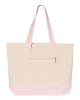 Q-Tees 19L Zippered Tote - Q-Tees Q1300 Q-Tees Natural/ Light Pink One Size
